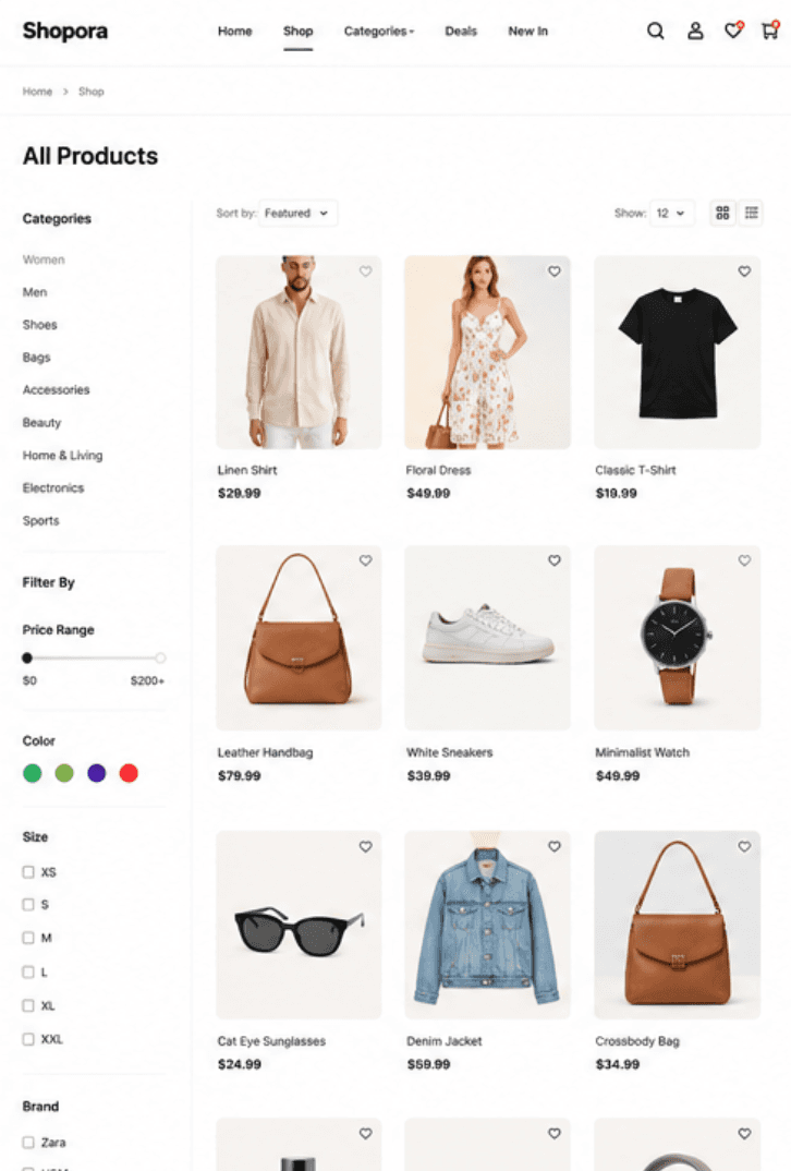 Shopora Fashion application screen 2