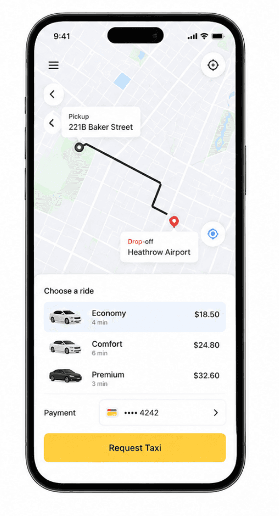 SwiftGo Mobility application screen 1