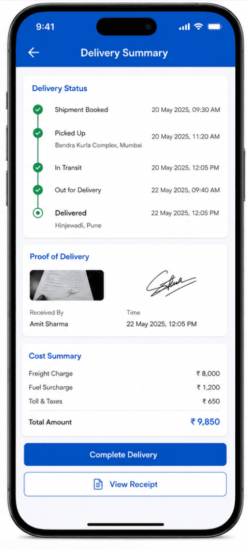 TransHub Logistics application screen 3