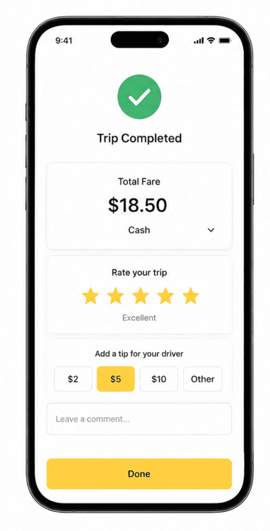 SwiftGo Mobility application screen 3